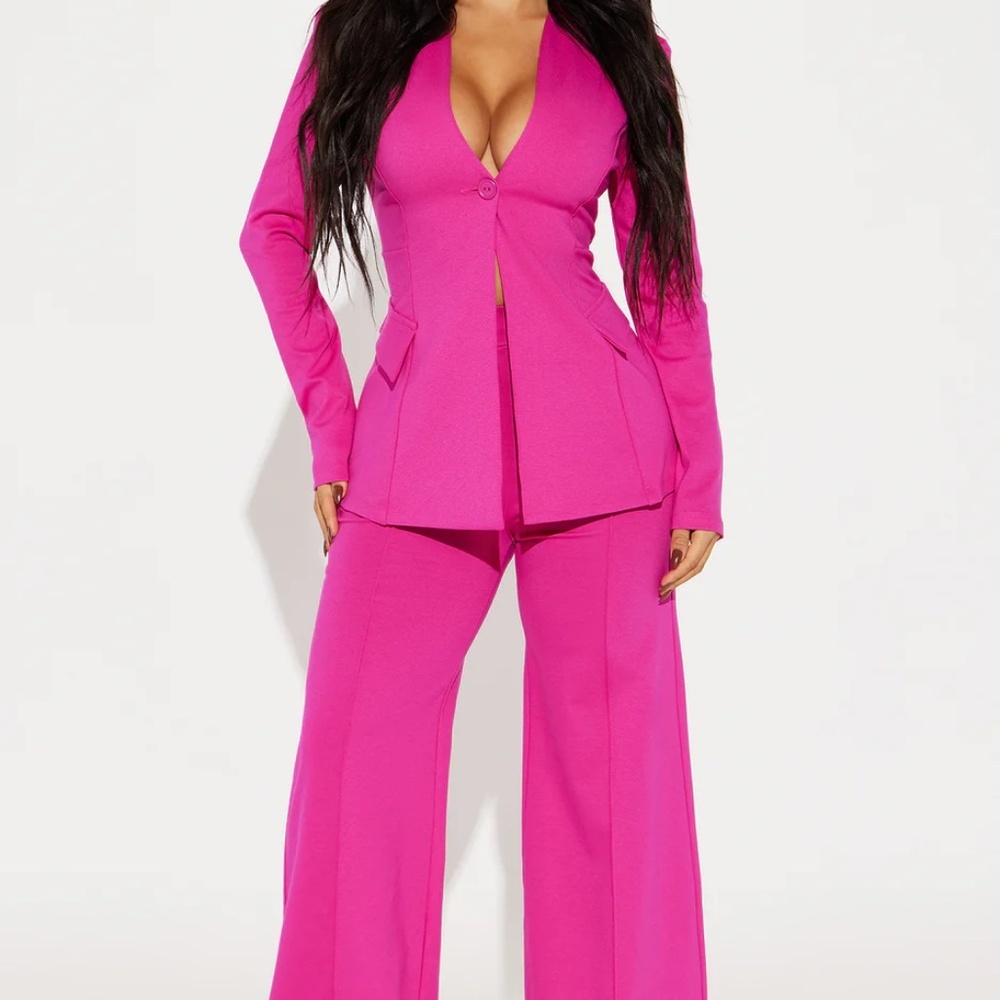 2pc suit set: Hot Pink Blazer & Wide Leg Pant Set | Fashion Nova NWT